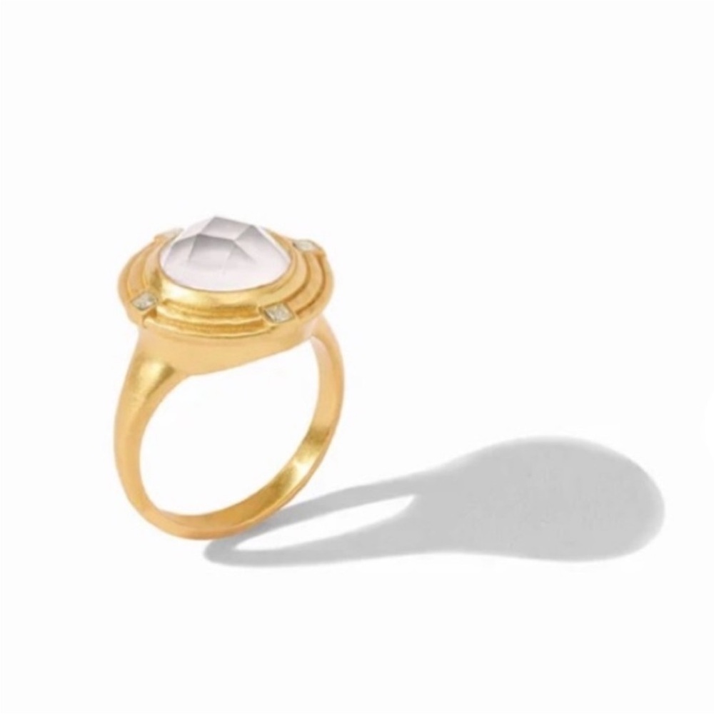 JULIE VOS • Astor Ring in Iridescent Clear Crystal White size 8